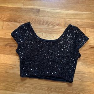 Cropped Sparkly off the shoulder party shirt